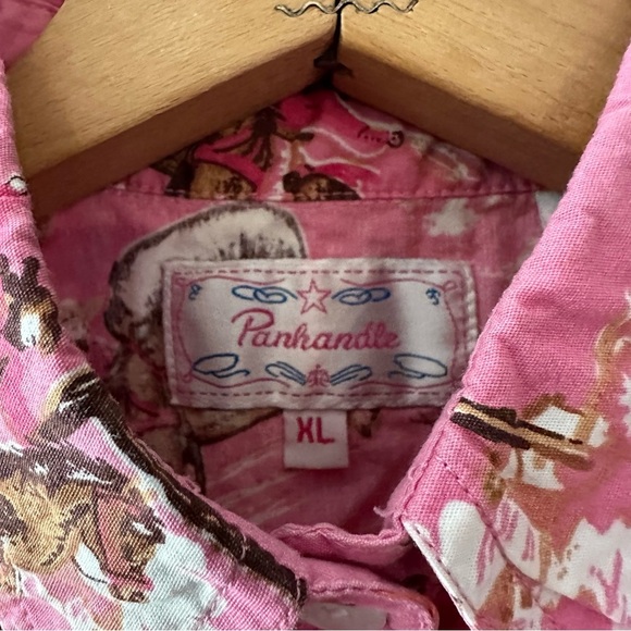 Girls Panhandle Pink Printed Button Down Pearl Snap Shirt S: XL, fits like 8/10 - Picture 6 of 11